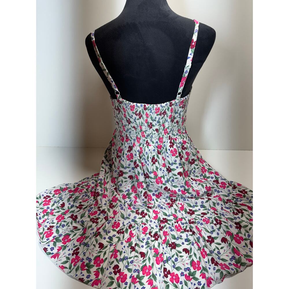 Y2K Women’s Baby Doll Cami Floral Mini Dress Sz M Pink V Neck Milk Maid Old Navy - Picture 3 of 12